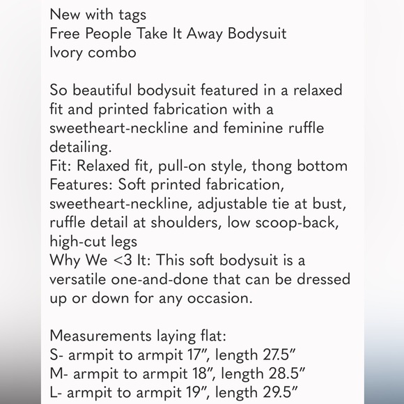 NEW🔥Free People Take It Away Bodysuit - Sleeveless Ivory Combo $68 - Picture 5 of 9